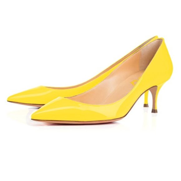 yellow kitten heel
